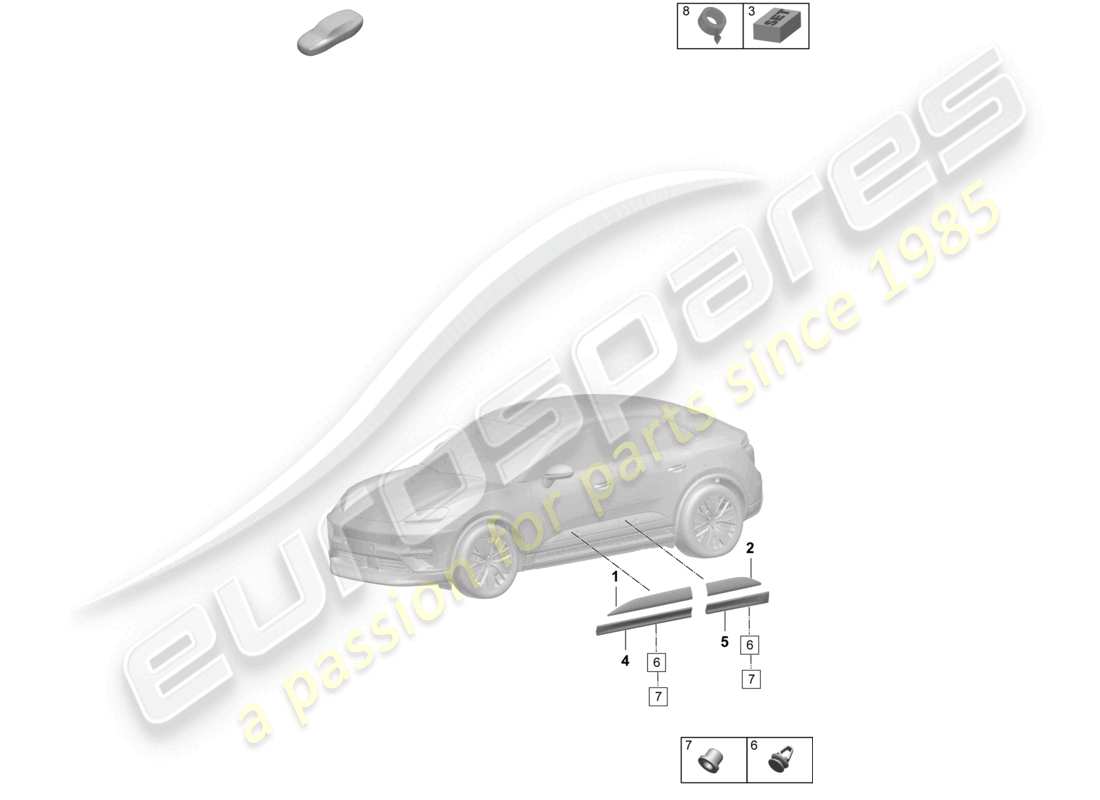 porsche 2026 (macan-e) garniture des portes avant et arrière accessoires schéma des pièces