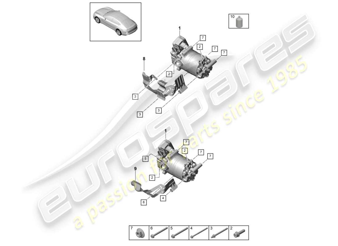 porsche 2021 (panamera 971-1) compresseur hybride de climatisation r1234yf schéma des pièces