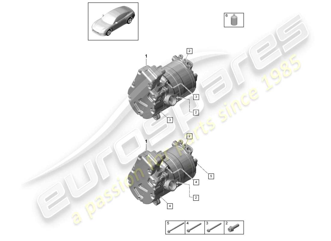 porsche 2021 (panamera 971-1) schéma des pièces du compresseur hybride de climatisation r134a
