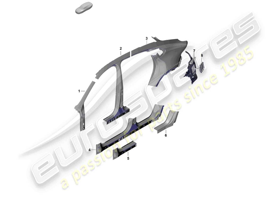 porsche 2026 (cayenne e3 pa) partie latérale extérieure partie sectionnelle - panneau latéral diagramme des pièces du coupé