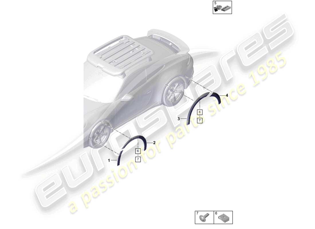 porsche 2022 (992-1) couvercle de passage de roue schéma des pièces