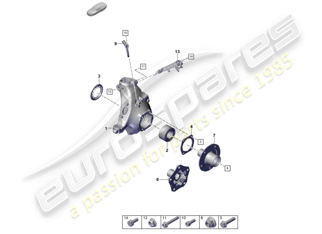 porsche 2022 (992-1 turbo / s) schéma des pièces du moyeu de roue du support de roue