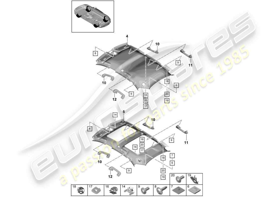 porsche 2021 (panamera 971-1) accessoires schéma des pièces des accessoires