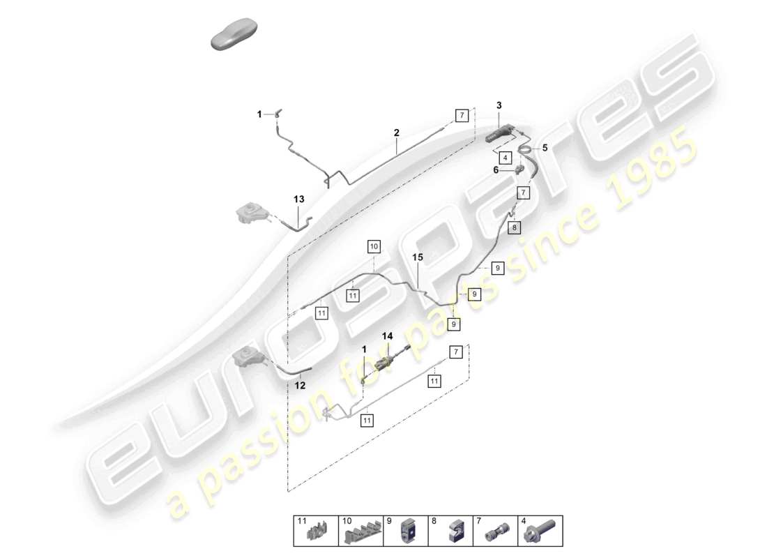 porsche 2021 (718 cayman gt4) actionnement de l'accouplement hydraulique maître-cylindre d'embrayage cylindre récepteur d'embrayage schéma des pièces du tuyau