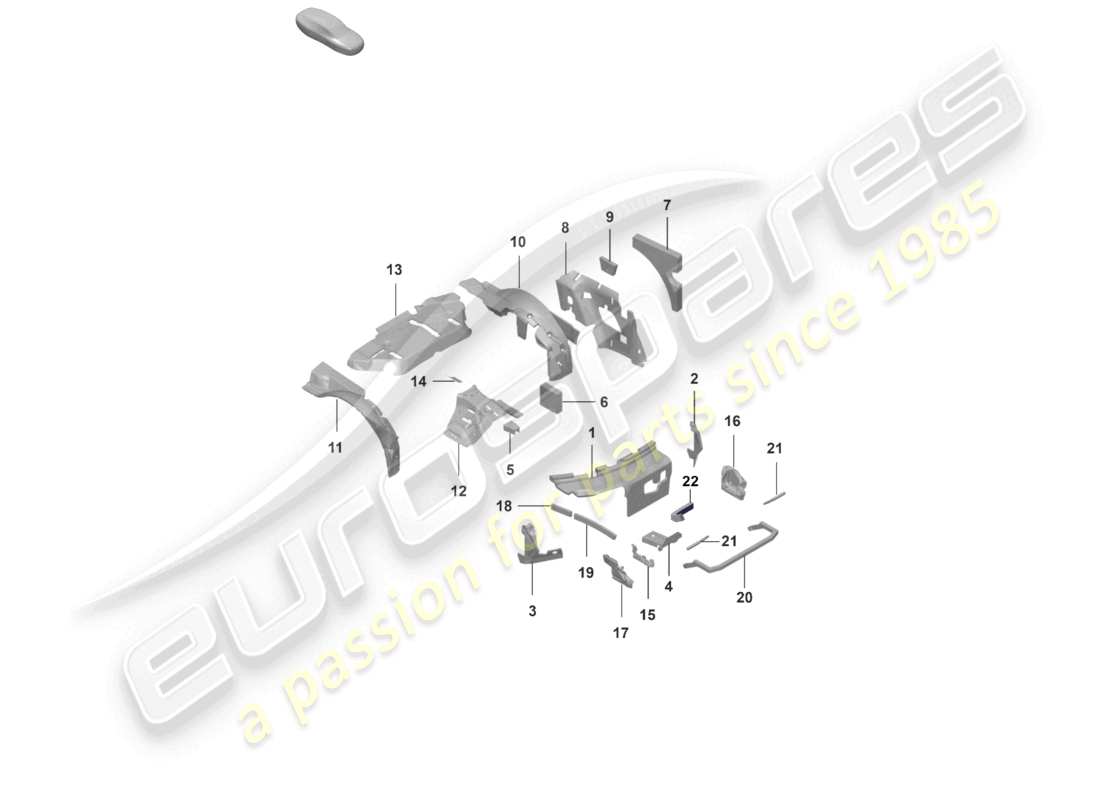 porsche 2023 (992-1 gt3/rs/st) diagramme des pièces du corps d'amortissement de l'amortisseur de bruit