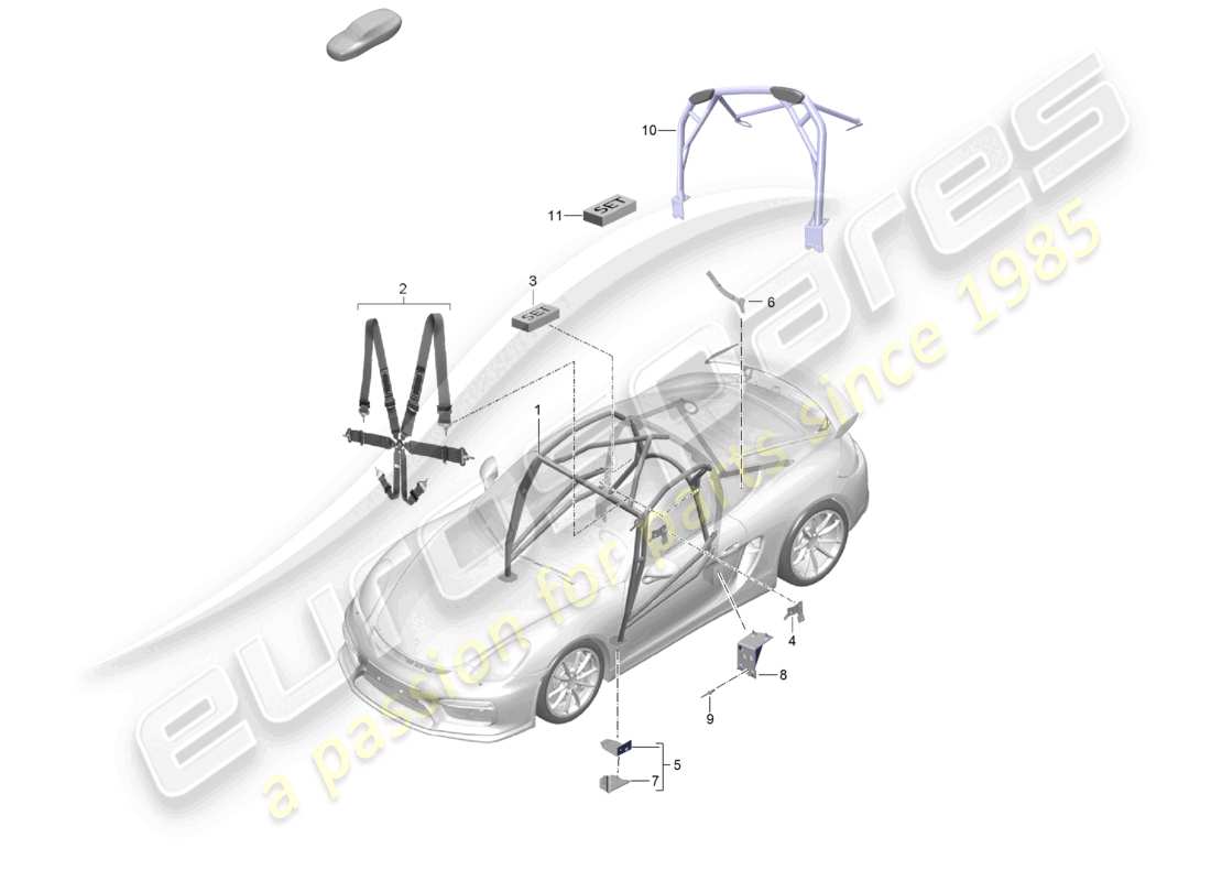 porsche 2021 (718 cayman gt4) accessoires club sport schéma des pièces
