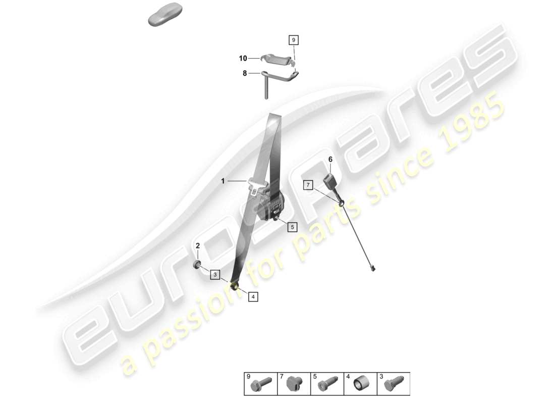 porsche 2021 (718 cayman gt4) la ceinture de sécurité schéma des pièces