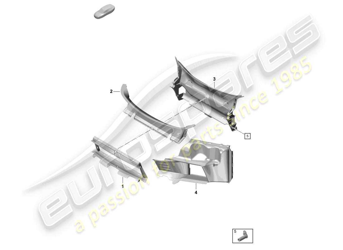 porsche 2021 (718 cayman gt4) guide d'air du pare-chocs avant schéma des pièces