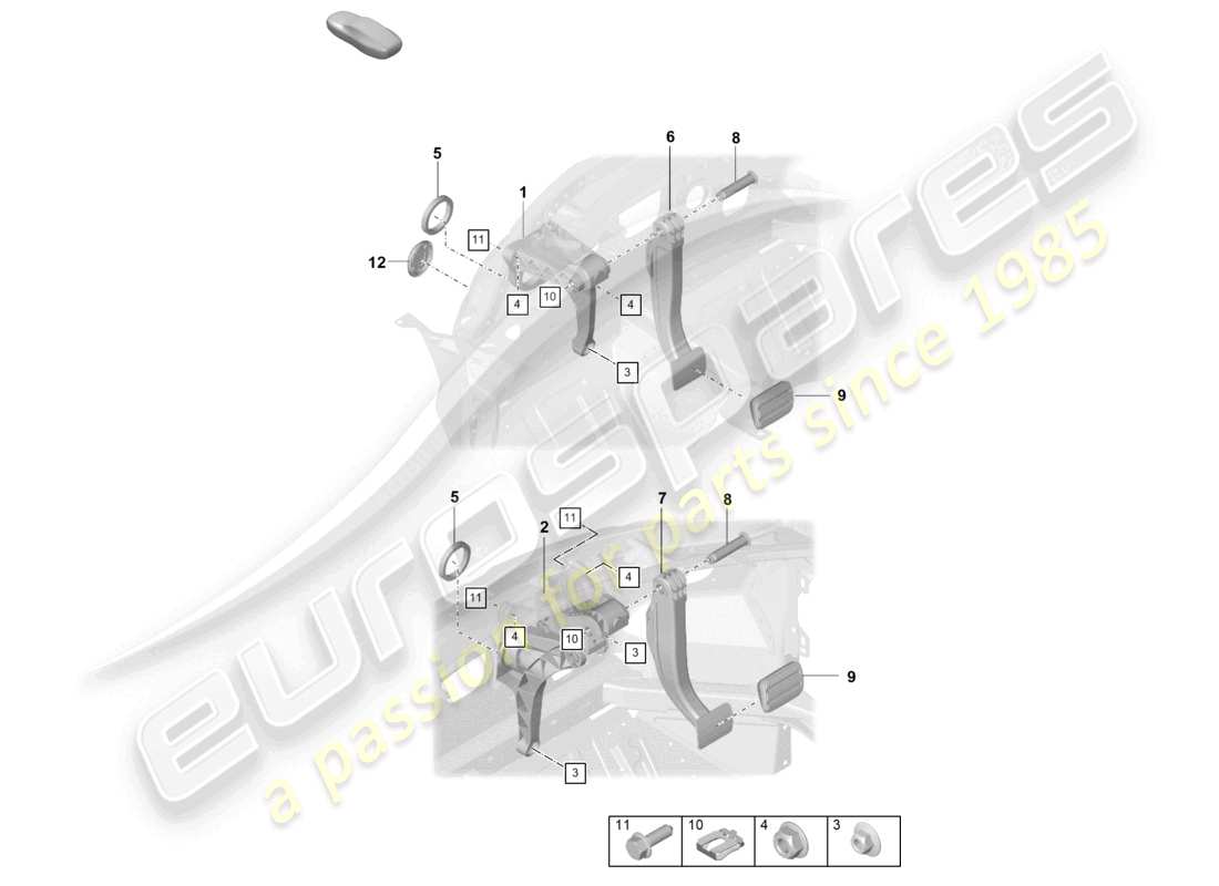 porsche 2022 (992-1 turbo / s) pédale de frein pour boîte de vitesses automatique 8-speed schéma des pièces