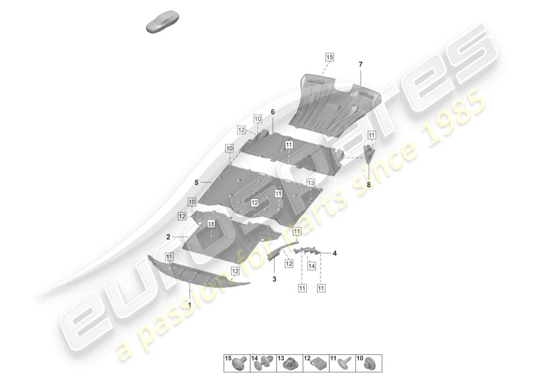 porsche 2023 (992-1 gt3/rs/st) garniture de sous-casse schéma des pièces