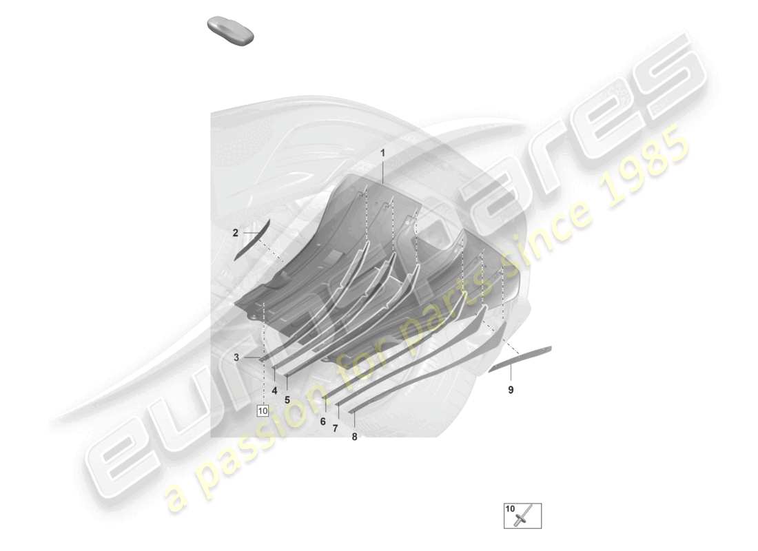 porsche 2022 (992-1 gt3/rs/st) garniture de soubassement diffuseur arrière pièces détachées schéma des pièces