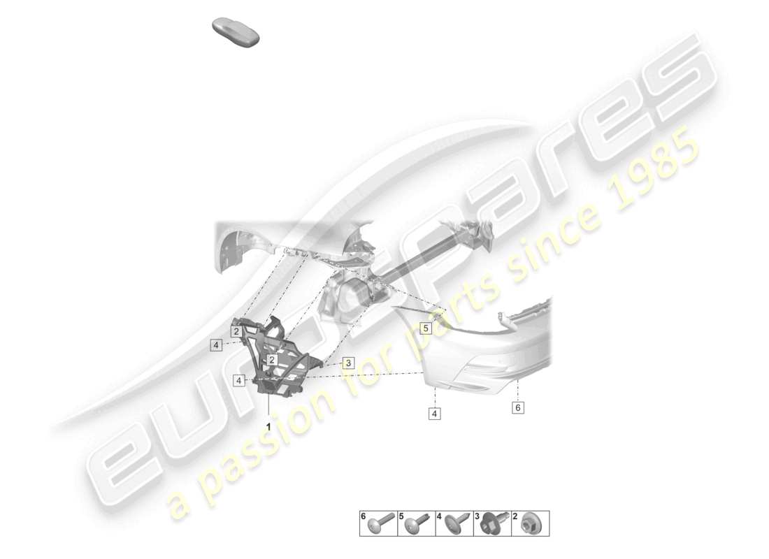 porsche 2023 (992-1 gt3/rs/st) fixations de pare-chocs arrière schéma des pièces
