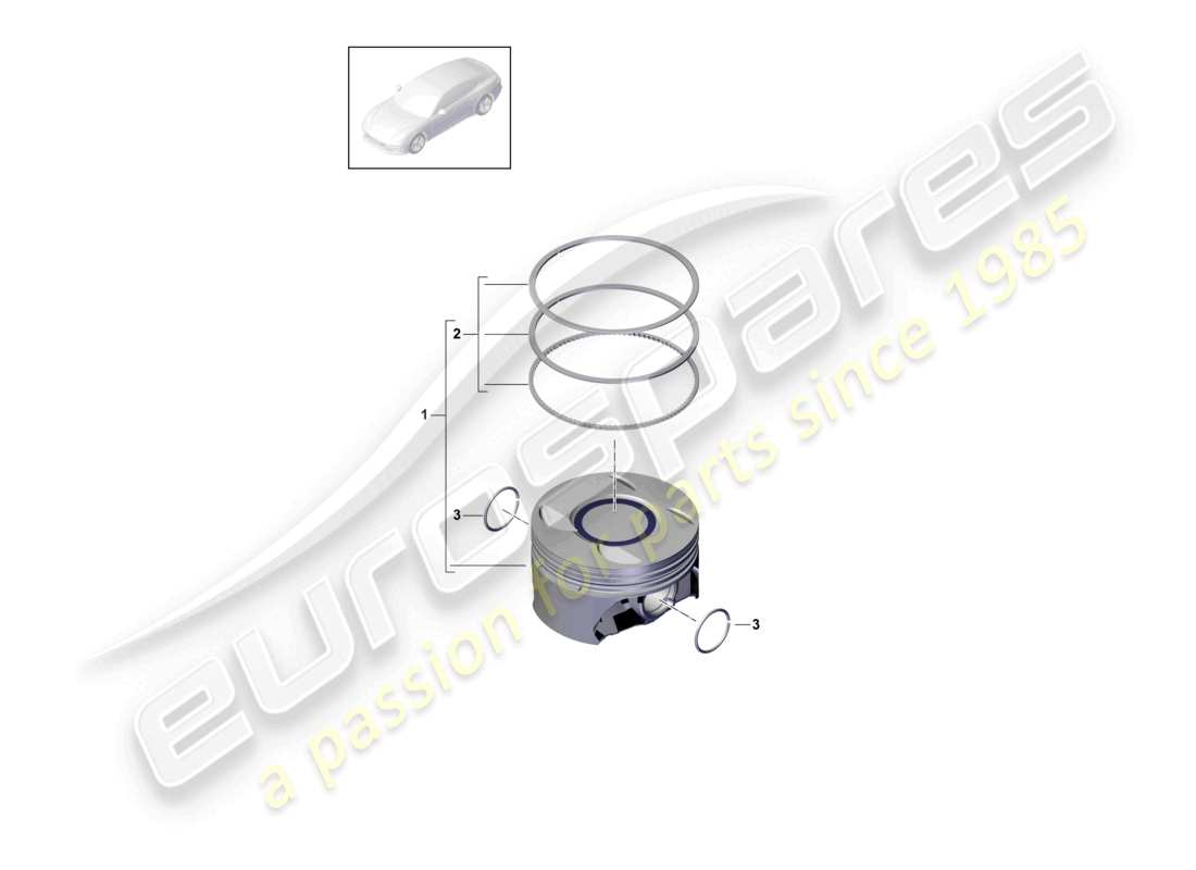 porsche 2021 (panamera 971-1) attention : l'installation mixte de pistons de différents fabricants est interdite. lors du remplacement de pièces individuelles, utilisez uniquement le fabricant actuellement installé. un changement de fabricant est possible lors du remplacement de toutes les pièces montées. schéma des pièces
