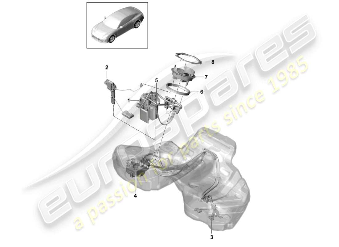 porsche 2021 (panamera 971-1) pompe à jet d'aspiration de pompe à carburant schéma des pièces