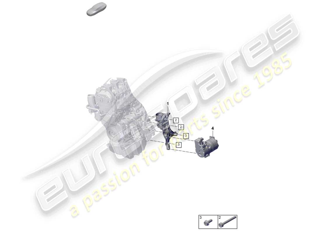 porsche 2025 (cayenne e3 pa) diagramme des pièces du tendeur de courroie poly-v