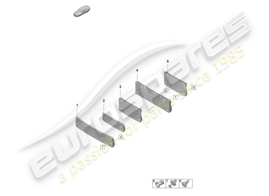 porsche 2023 (taycan 9j1-1) support de plaque d'immatriculation, schéma des pièces du pack sport design