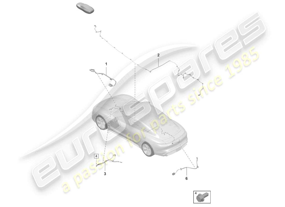 porsche 2023 (taycan 9j1-1) jeu de câbles pour véhicules avec stabilisation électronique du roulis schéma des pièces