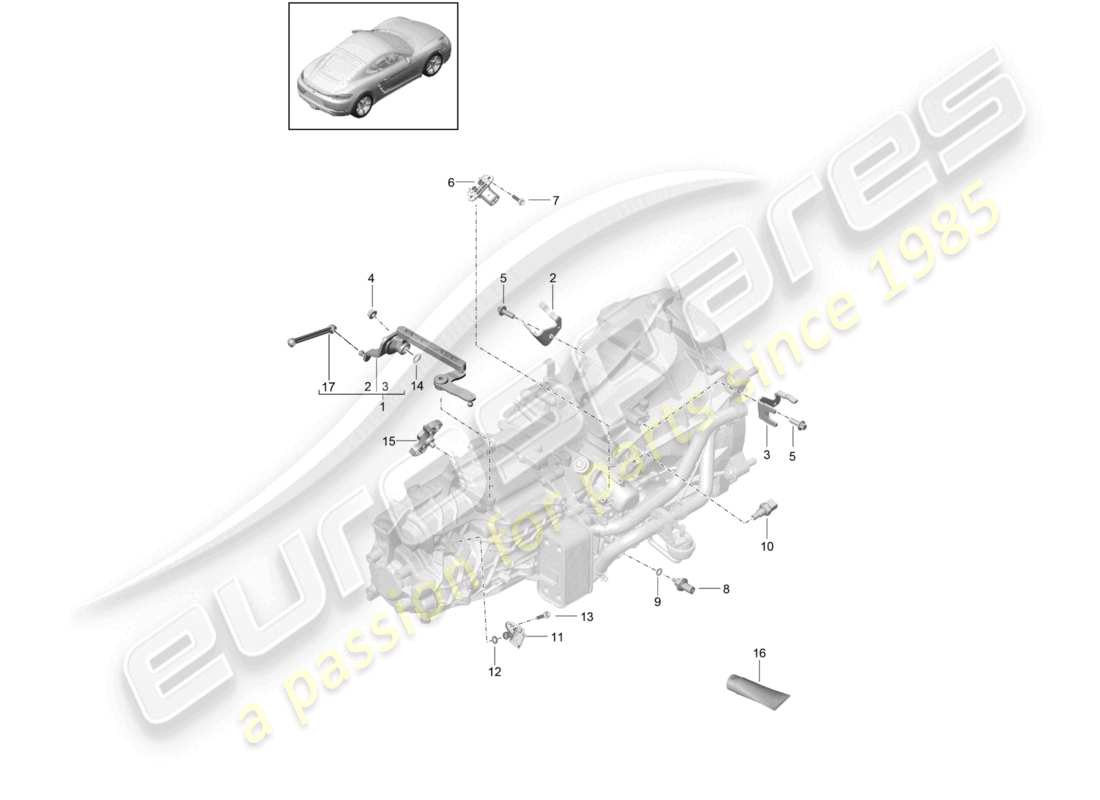 porsche 2021 (718 cayman) boîte de vitesses manuelle pièces détachées module de capteur schéma des pièces