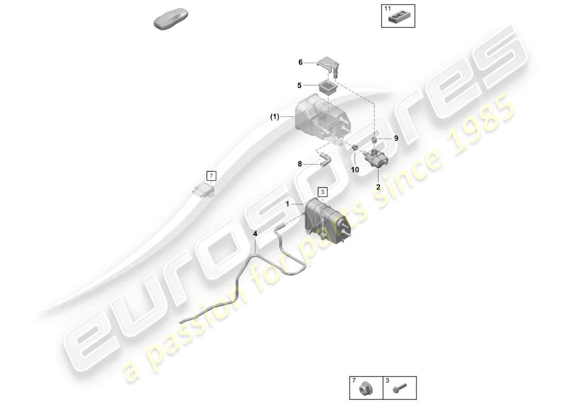 porsche 2021 (718 cayman gt4) récipient de charbon actif schéma des pièces