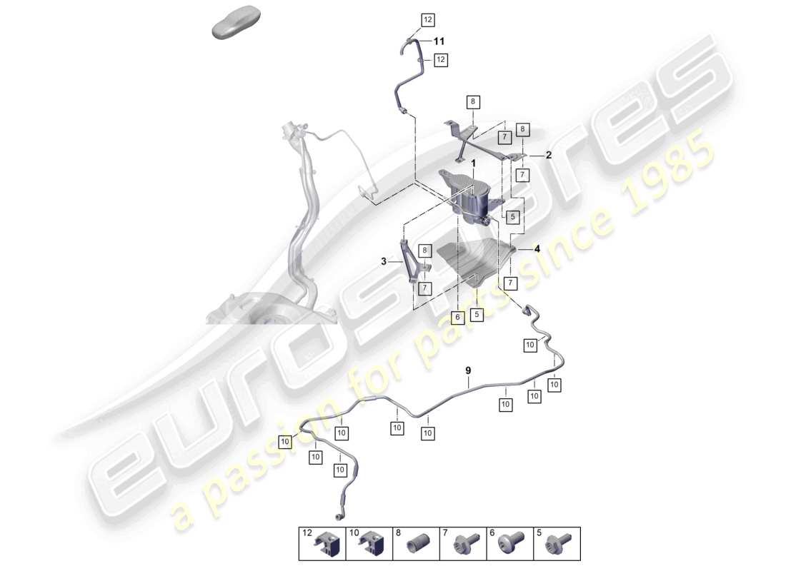porsche 2026 (cayenne e3 pa) récipient de charbon actif schéma des pièces