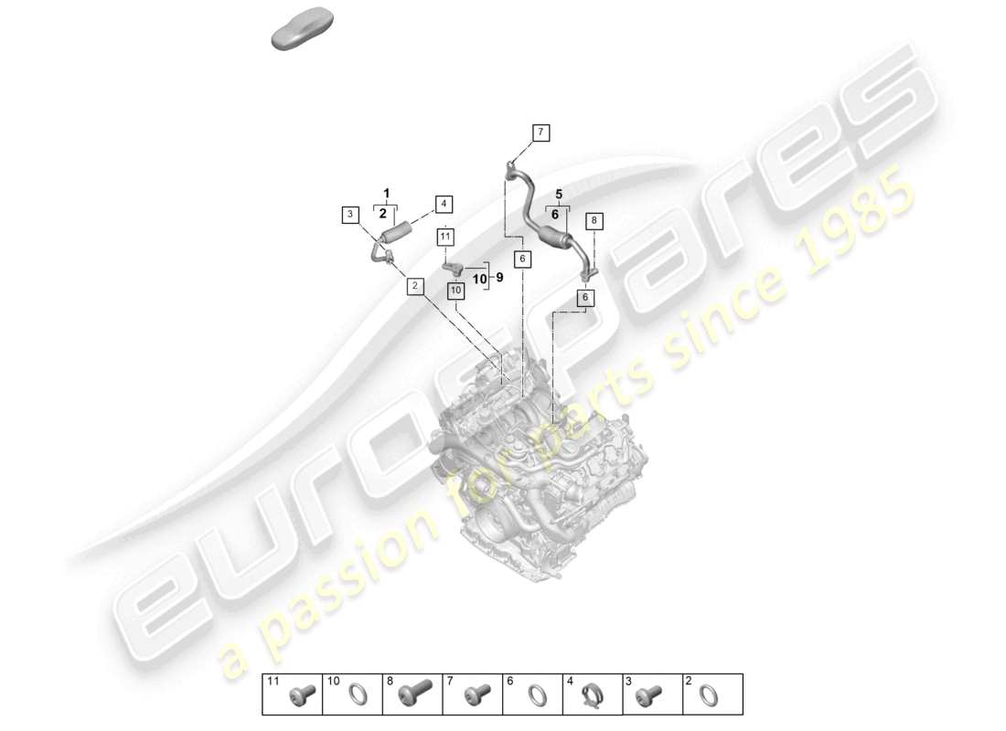 porsche 2026 (cayenne e3 pa) schéma des pièces du système de refroidissement du turbocompresseur