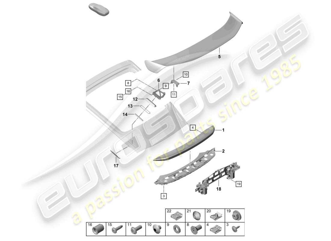porsche 2021 (718 cayman gt4) aileron arrière schéma des pièces
