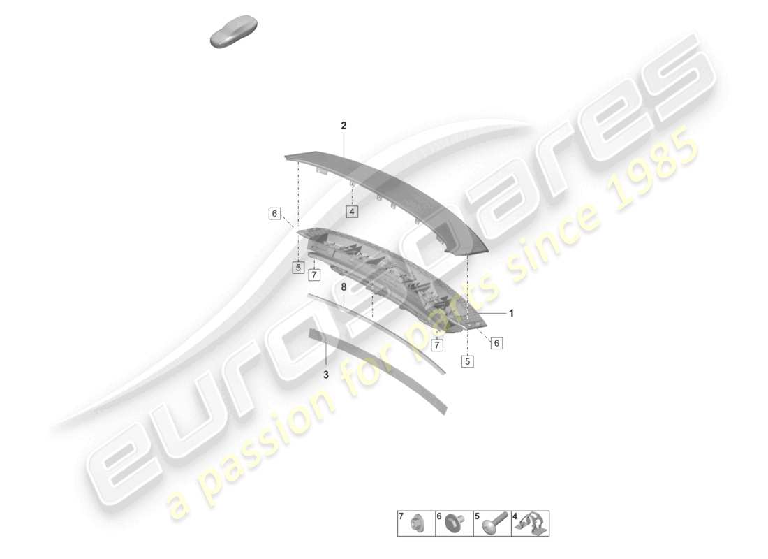 porsche 2022 (panamera 971-2) spoiler arrière schéma des pièces