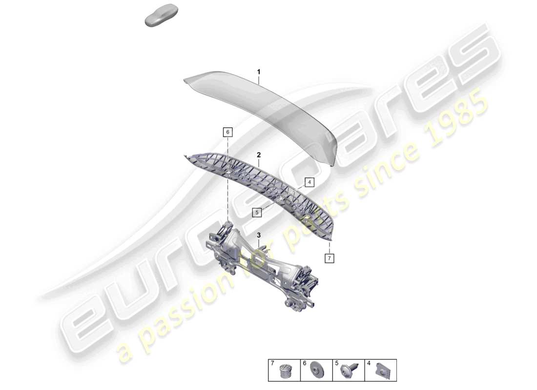 porsche 2022 (718 boxster spyder) spoiler arrière schéma des pièces