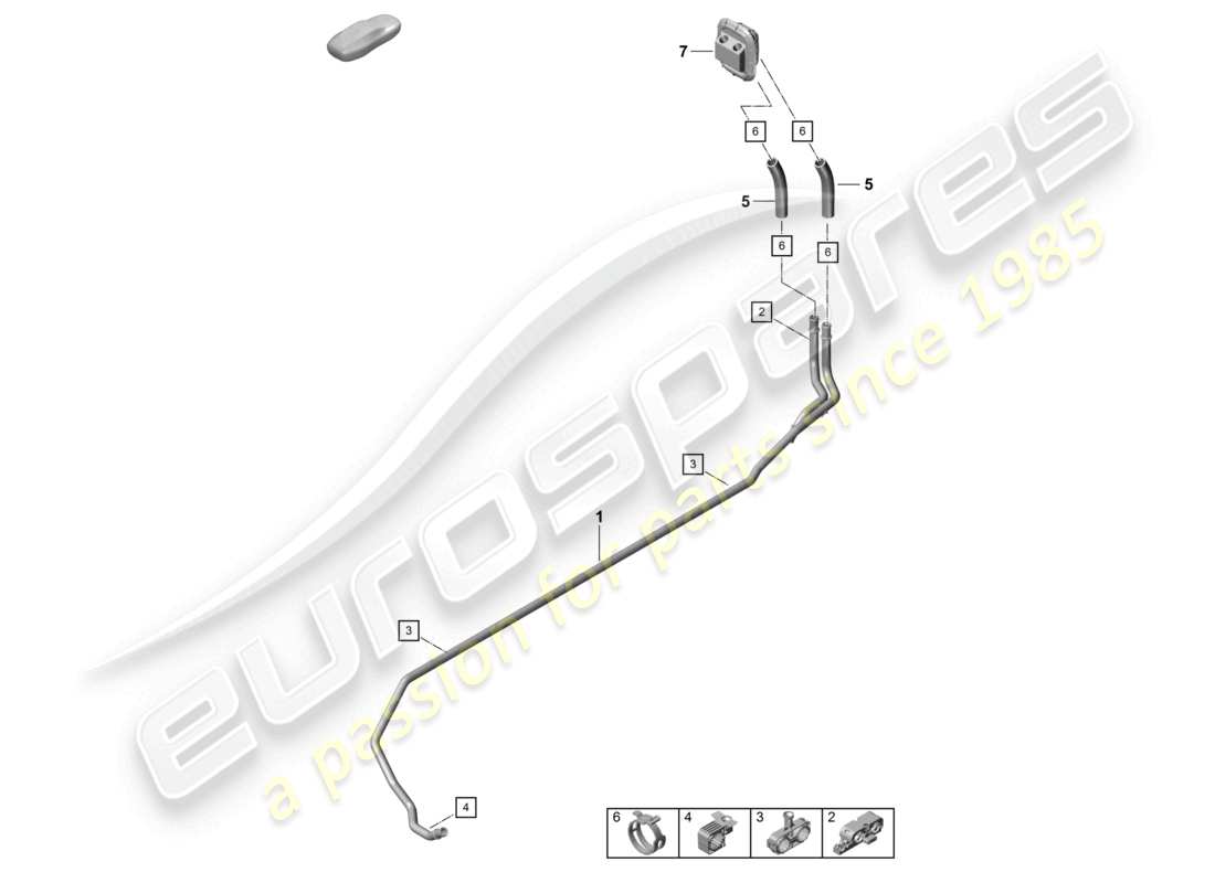 porsche 2021 (718 cayman gt4) schéma des pièces du tuyau d'alimentation et de retour du réchauffeur