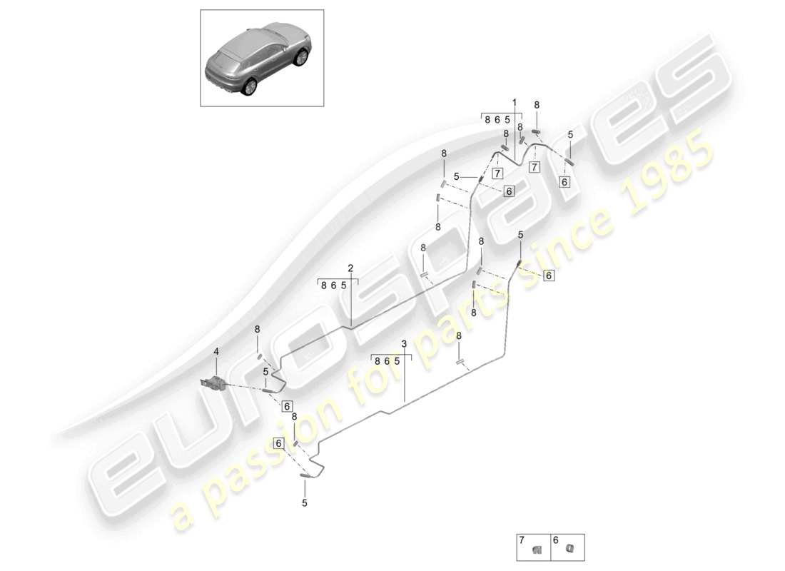 porsche 2021 (macan) schéma des pièces de la conduite de carburant pour véhicules équipés d'un chauffage auxiliaire