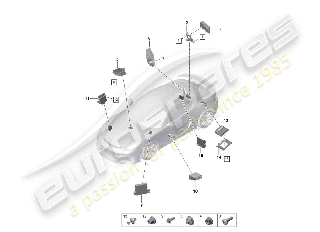 porsche 2023 (718 cayman gt4) unités de commande schéma des pièces