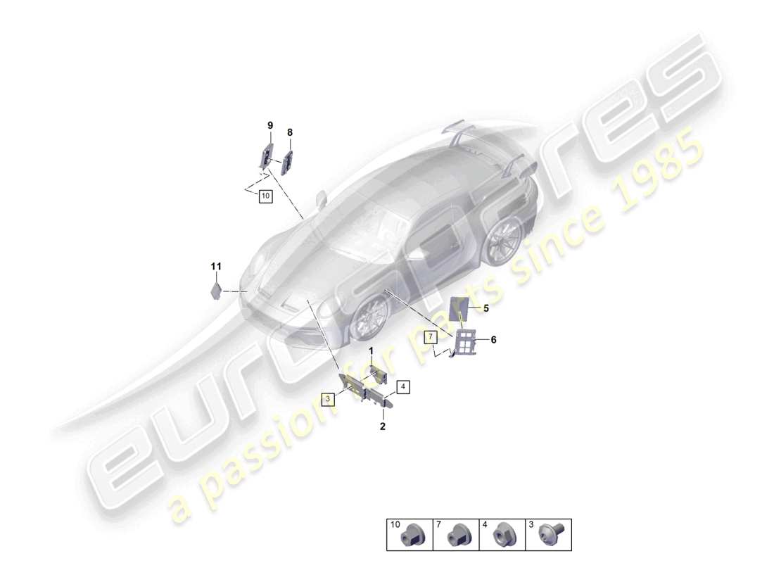 porsche 2026 (992-2 gt3) unités de contrôle unité de contrôle pour systèmes d'assistance à la conduite unité de contrôle pour la thermogestion unité de contrôle (bcm) pour système de conv. et alimentation ob unité de contrôle pour l'ouverture de la porte de garage schéma des pièces