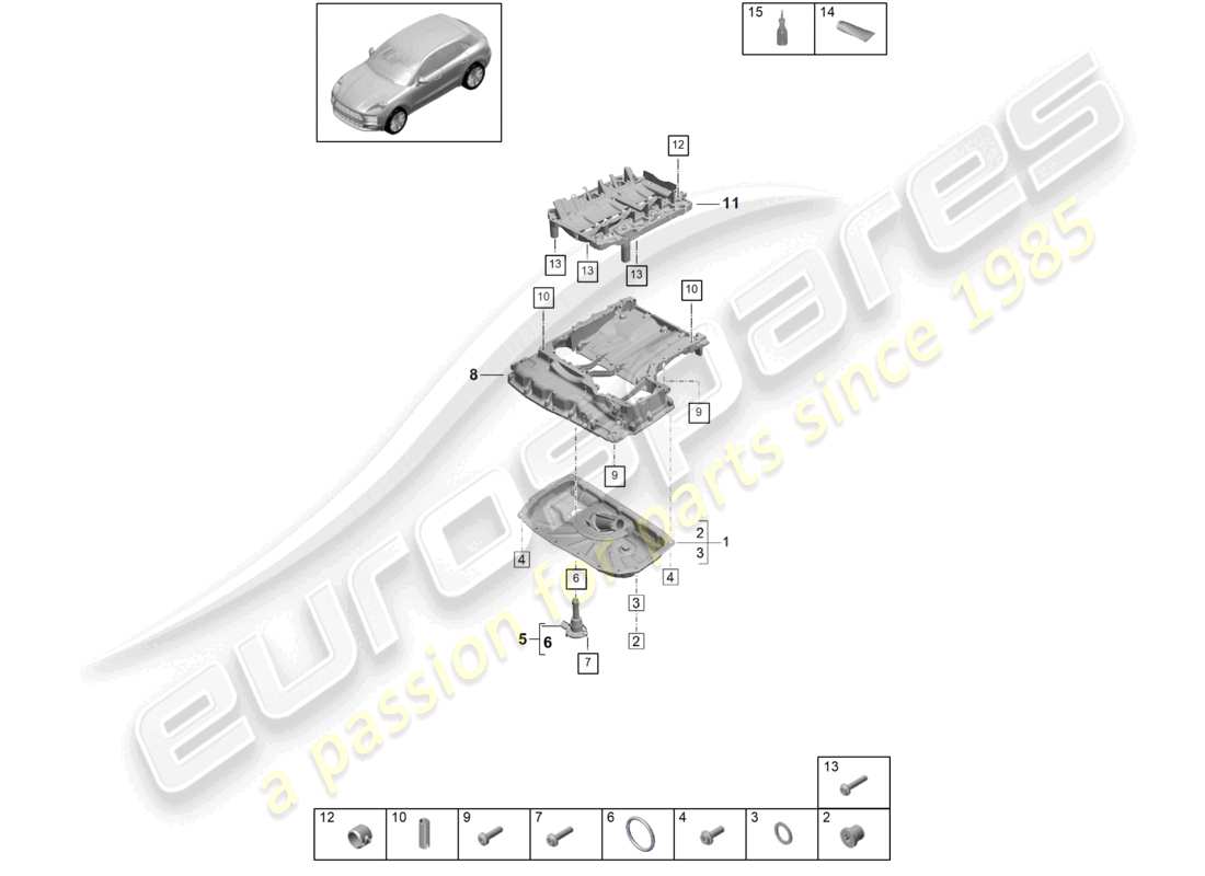 porsche 2021 (macan) schéma des pièces du carter d'huile du boîtier conducteur d'huile