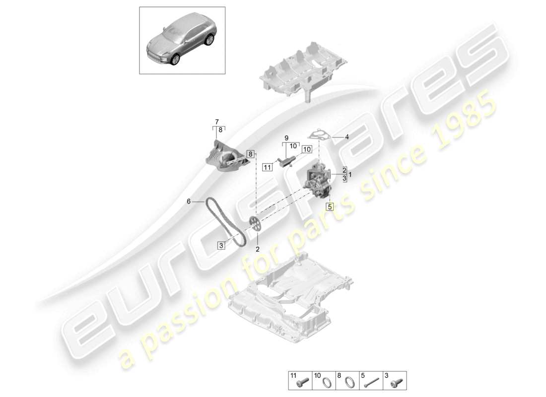 porsche 2021 (macan) pompe à huile schéma des pièces