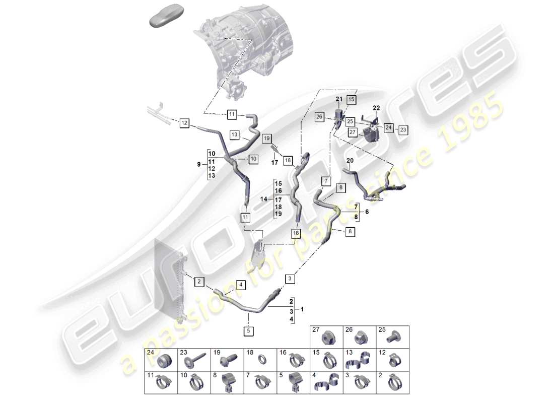 porsche 2023 (cayenne e3 pa) système de refroidissement du liquide de refroidissement schéma des pièces