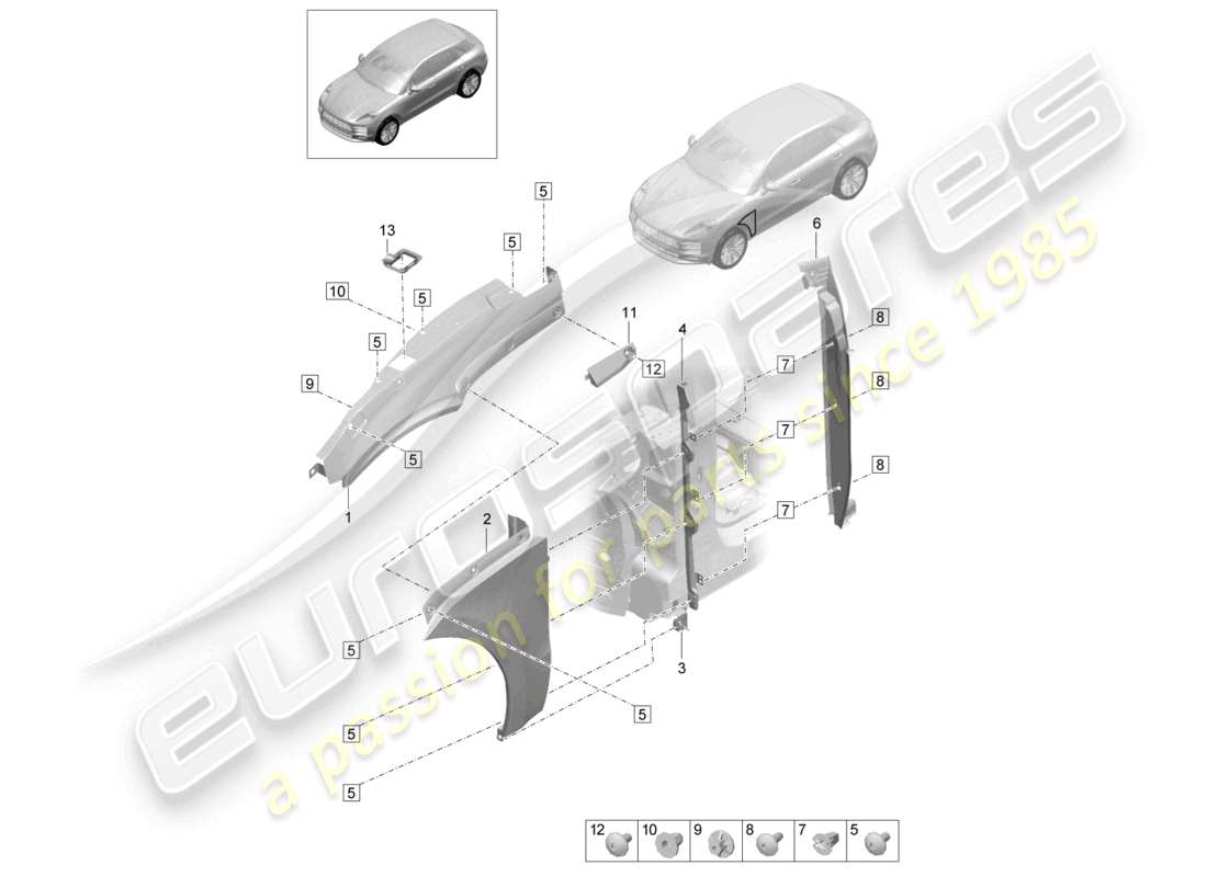 porsche 2021 (macan) schéma des pièces de l'aile avant