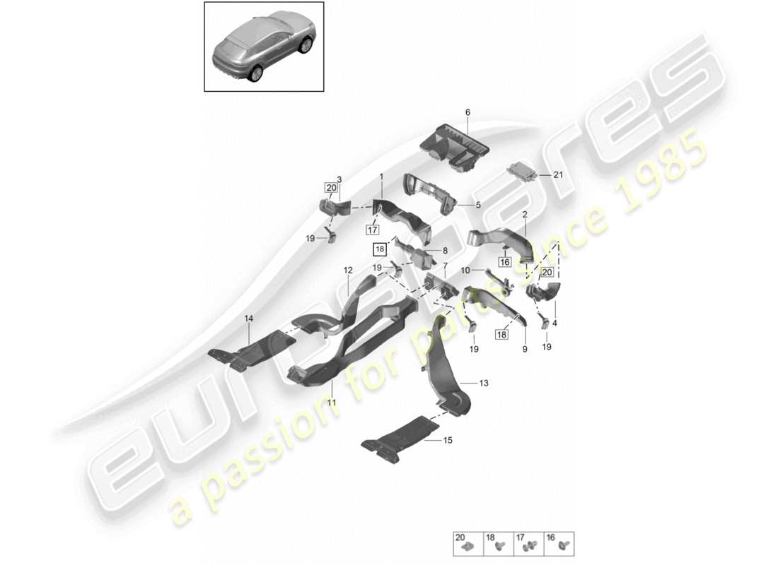 porsche 2021 (macan) schéma des pièces du système de chauffage, de ventilation et de climatisation