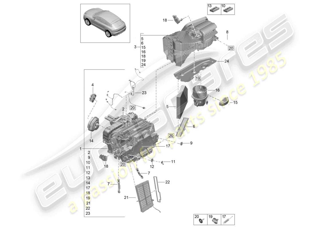 porsche 2021 (macan) schéma des pièces de la climatisation r134a