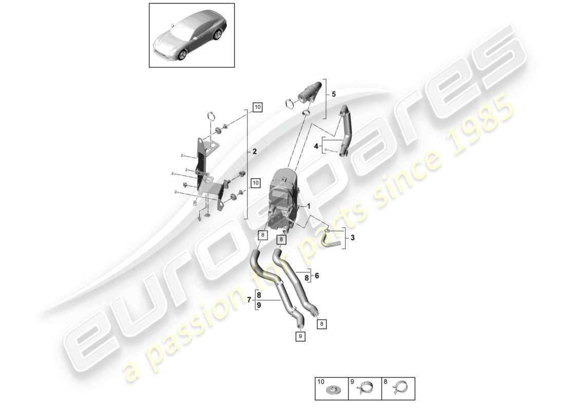 porsche 2021 (panamera 971-1) schéma des pièces du chauffage auxiliaire et des accessoires