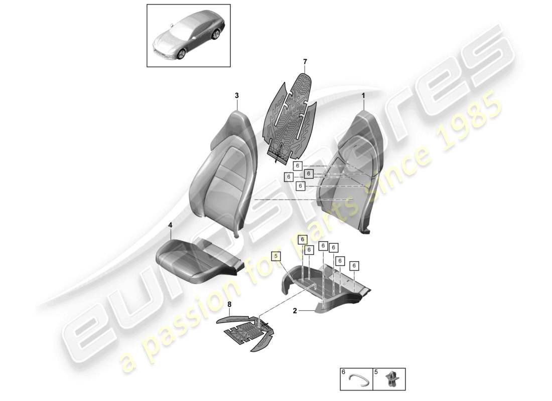 porsche 2021 (panamera 971-1) siège pour siège confort schéma des pièces