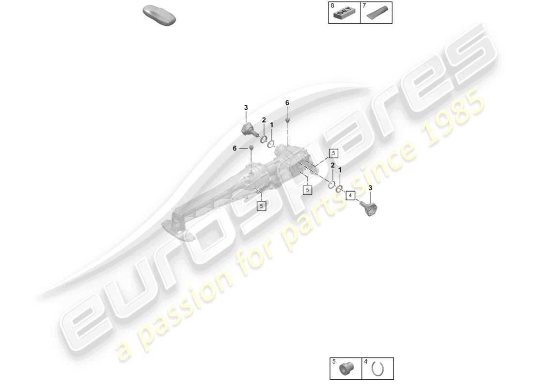 porsche 2022 (992-1 turbo / s) différentiel de l'essieu avant pièces individuelles schéma des pièces