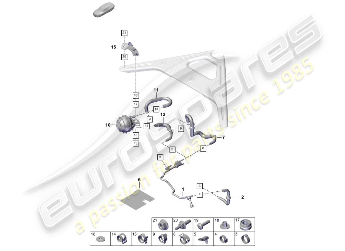 porsche 2025 (cayenne e3 pa) schéma des pièces de ventilation du réservoir de conduite de reniflard