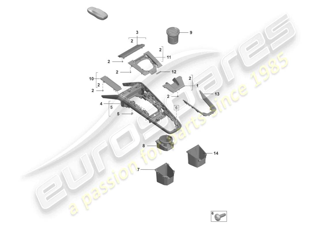 porsche 2022 (992-1 gt3/rs/st) schéma des pièces des accessoires de la console centrale