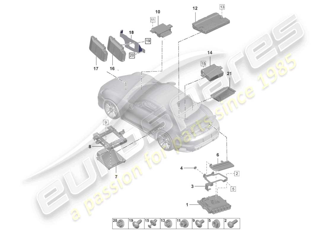 porsche 2022 (992-1 turbo / s) unités de commande schéma des pièces