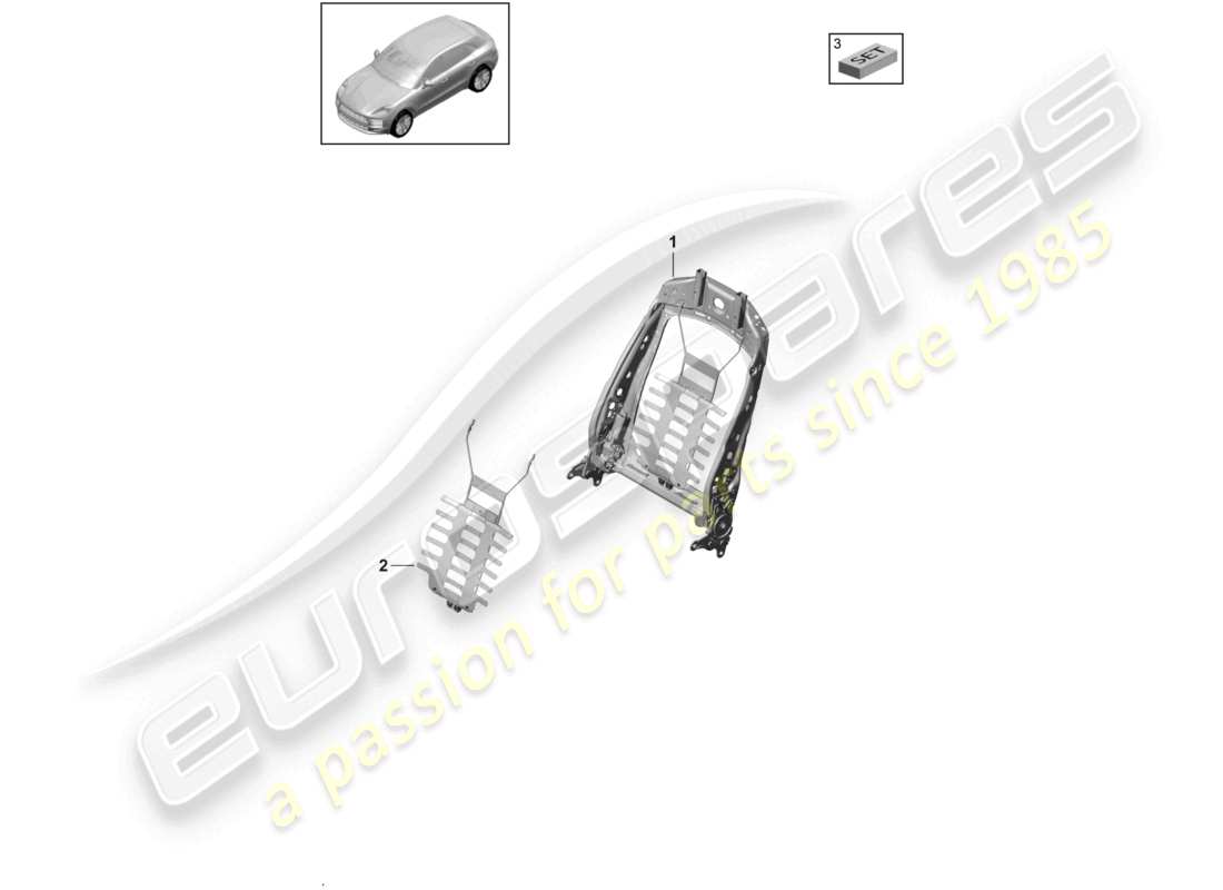 porsche 2021 (macan) cadre de dossier accessoires divers siège confort diagramme des pièces
