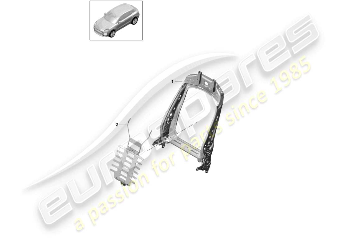 porsche 2021 (macan) cadre de dossier accessoires divers siège standard schéma des pièces