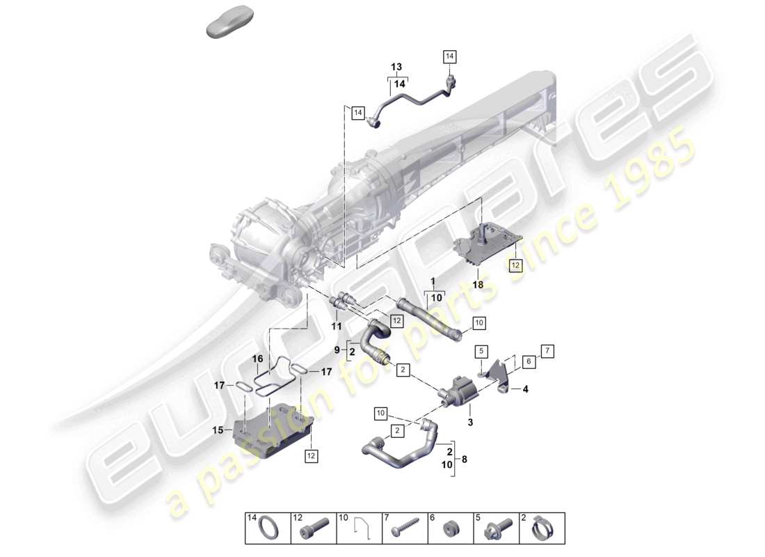 porsche 2024 (992-2) différentiel de l'essieu avant système de refroidissement de l'huile de transmission schéma des pièces
