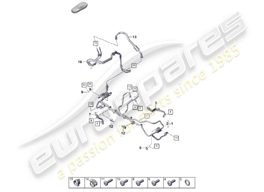 porsche 2026 (cayenne e3 pa) schéma des pièces de ventilation du réservoir de conduite de reniflard