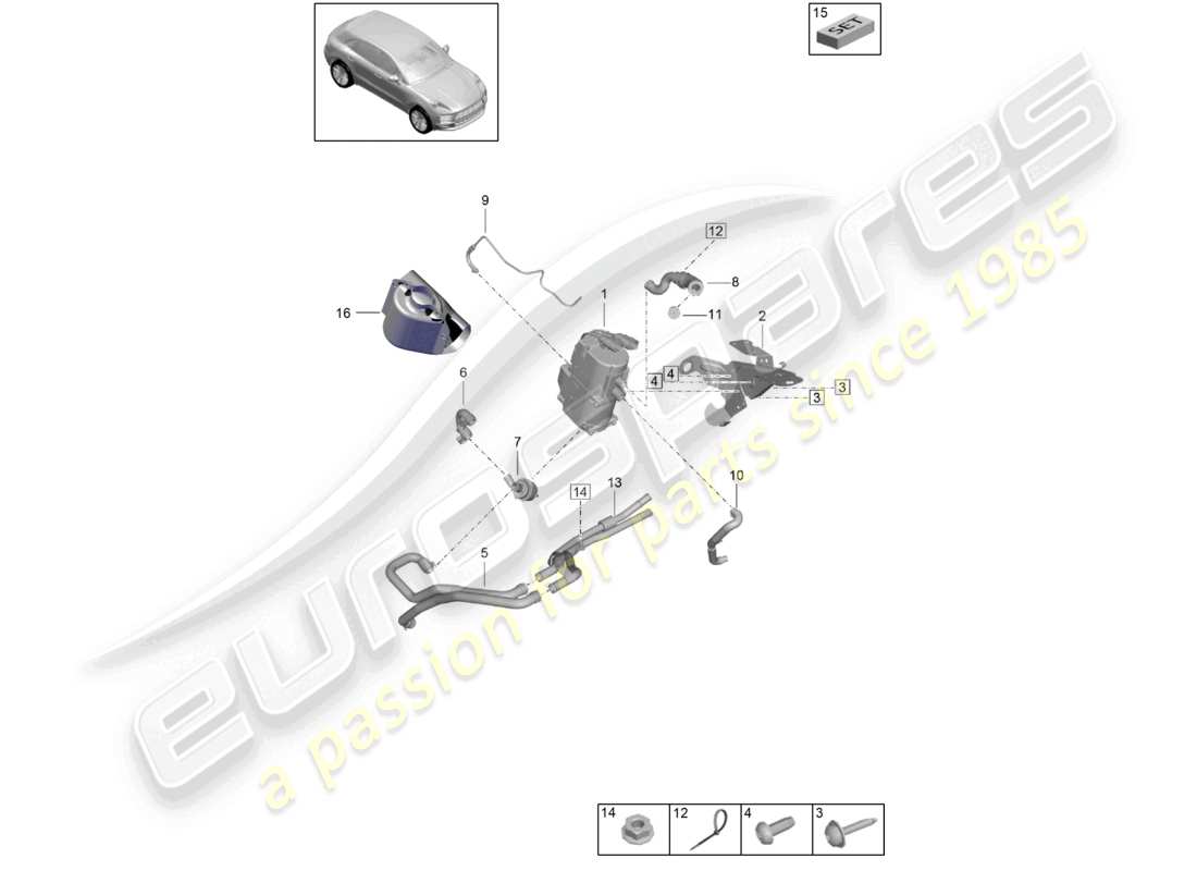 porsche 2021 (macan) schéma des pièces des accessoires de chauffage auxiliaire