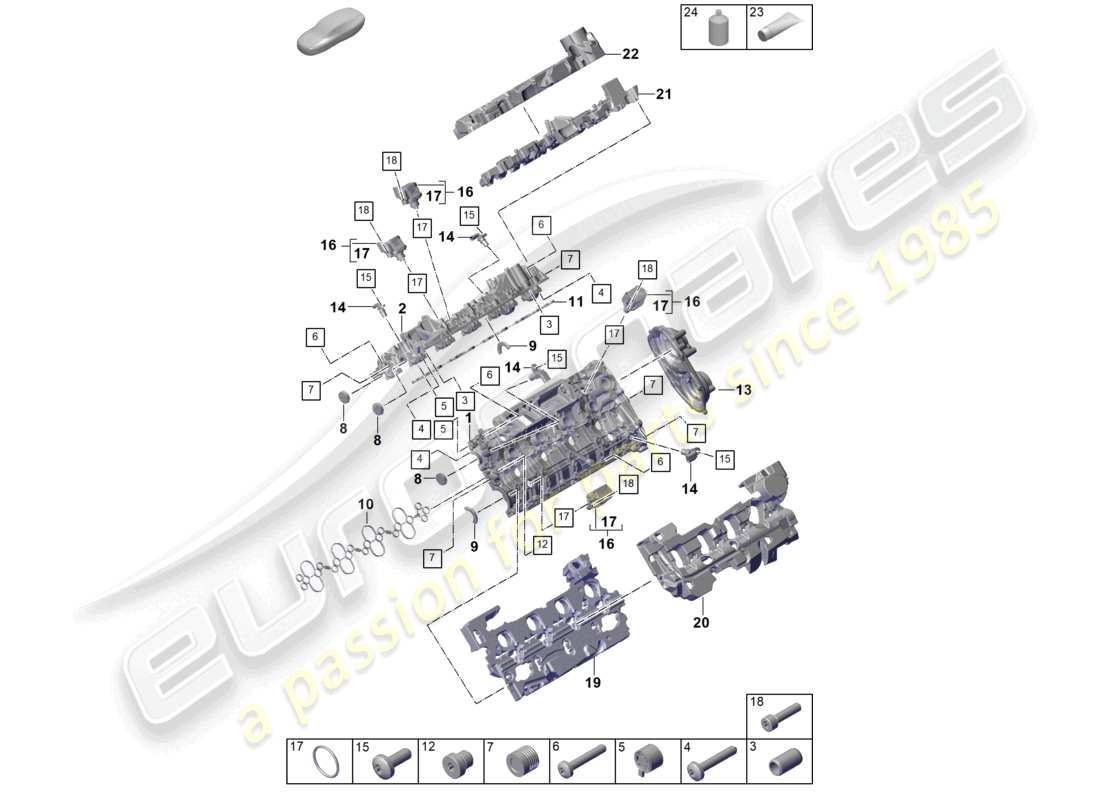 porsche 2025 (cayenne e3 pa) couvercle de culasse amortisseur de bruit accessoires diagramme des pièces